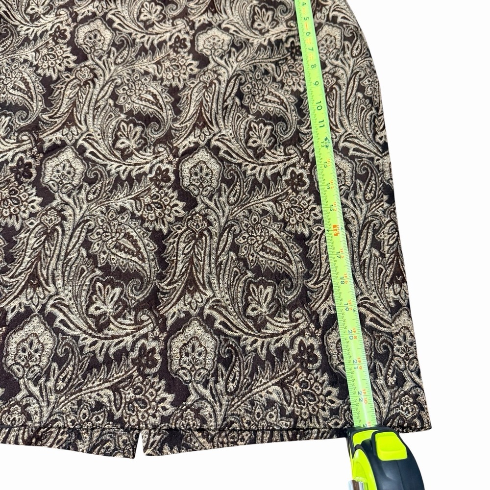 Georgiou Studio Women's Paisley Pencil Skirt Brown Beige Lined Midi Size 6 - Picture 5 of 6